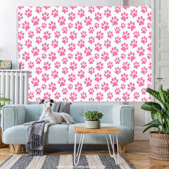 Lofaris Pink Dog Paw Cartoon Themed Simple Birthday Backdrop