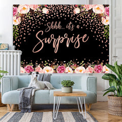 Lofaris Pink Floral And Green Grass Bokeh Baby Shower Backdrop