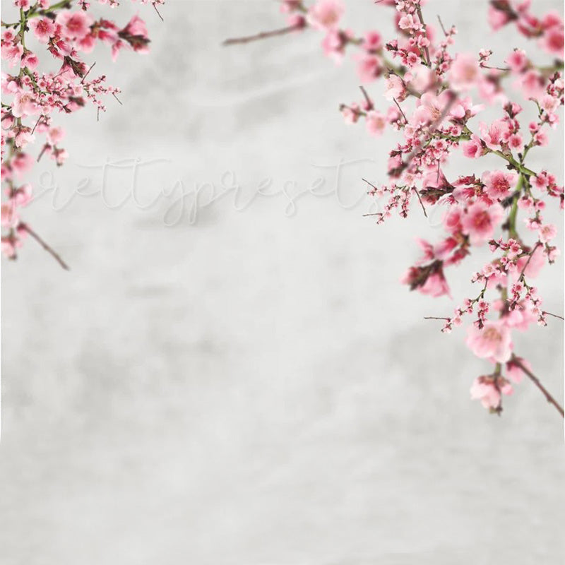 Lofaris Pink Floral And Old Tones Of Grey Photo Backdrop For Portrait