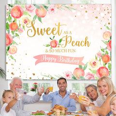 Lofaris Pink Floral And Peach Happy Birthday Backdrop For Kids