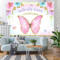 Lofaris Pink Floral Butterfly Happy Birthday Party Backdrop