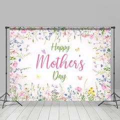 Lofaris Pink Floral Butterfly Themed Happy Mothers Day Backdrop