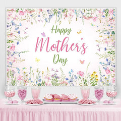 Lofaris Pink Floral Butterfly Themed Happy Mothers Day Backdrop