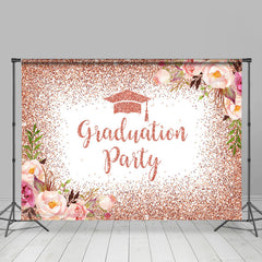 Lofaris Pink Floral Glitter Congratulation Graduats Party Backdrop