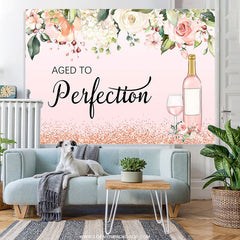 Lofaris Pink Flower Aged To Perfection Happy Birthday Backdrop