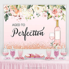 Lofaris Pink Flower Aged To Perfection Happy Birthday Backdrop