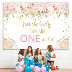 Lofaris Pink Flower Lovely Her Is Onederful Birthday Backdrop