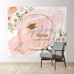 Lofaris Pink Flowers Glitter Class Of 2022 Graduation Backdrop