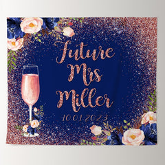 Lofaris Rose Gold Navy Blue Floral Adorable Bridal Shower Backdrop