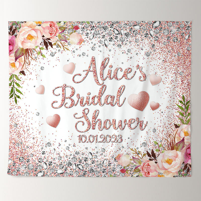 Lofaris Pink Glitter Kiss The Miss Goodbye Wedding Backdrop