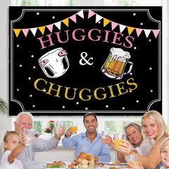 Lofaris Pink Gold Huggies Or Chuggies Gender Reveal Backdrop