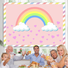 Lofaris Pink Heart And Rainbow Themed Baby Shower Backdrop