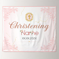 Lofaris Girl Pink Lace Christening Celebration Backdrop For Baptism