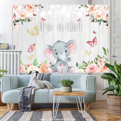 Lofaris Pink Light Floral Its A Girl Spring Baby Shower Backdrop