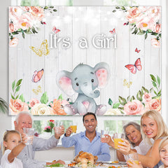 Lofaris Pink Light Floral Its A Girl Spring Baby Shower Backdrop