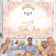 Lofaris Pink Llama Princess Floral Baby Shower Birthday Backdrop