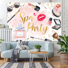 Lofaris Pink Make-Up Themed Spa Party Happy Birthday Backrop