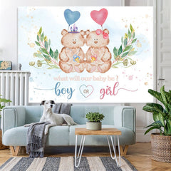 Lofaris Pink and Blue Bears Balloon Baby Shower Backdrop