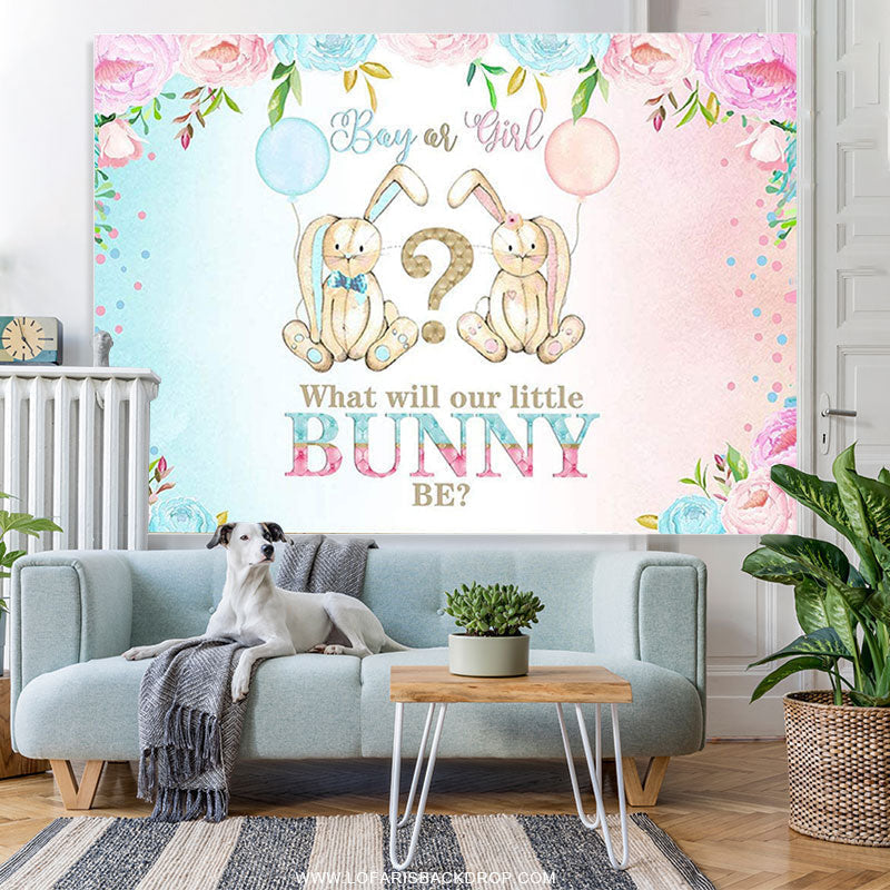 Lofaris Pink Or Blue Little Bunny Backdrop For Baby Shower