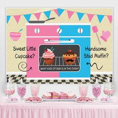 Lofaris Pink And Blue Oven Cake Flags Baby Shower Backdrop