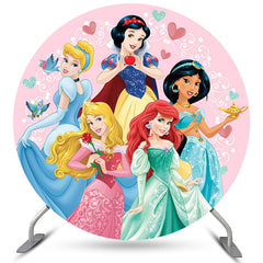 Lofaris Pink Princess Theme Lovely Round Happy Birthday Backdrop