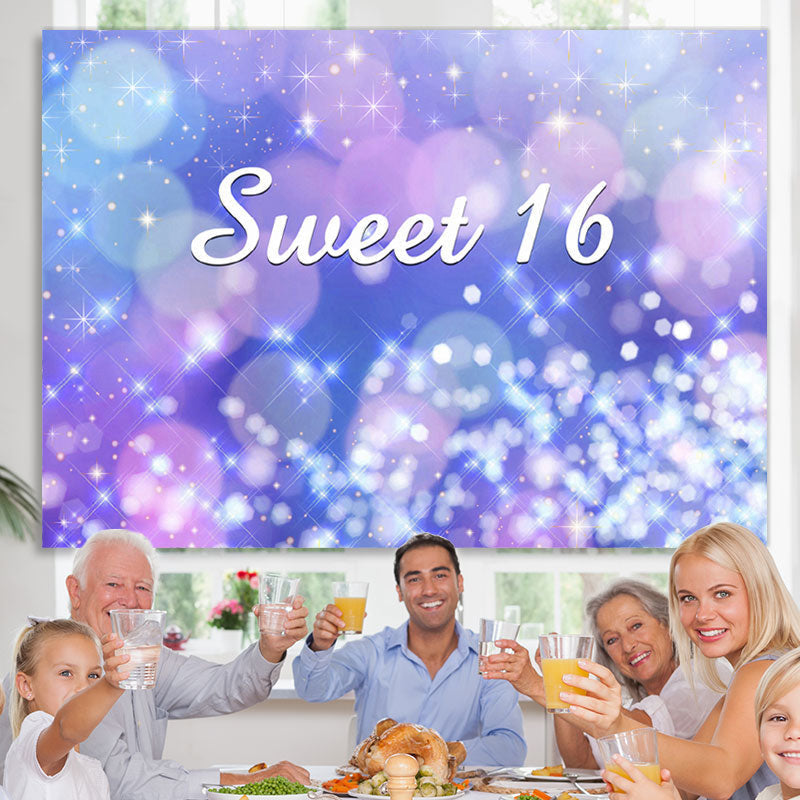 Lofaris Pink Purple Bokeh Glittle Sweet 16 Birthday Backdorp