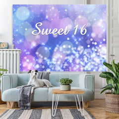 Lofaris Pink Purple Bokeh Glittle Sweet 16 Birthday Backdorp