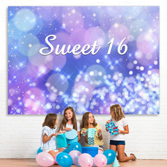Lofaris Pink Purple Bokeh Glittle Sweet 16 Birthday Backdorp