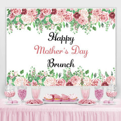 Lofaris Pink Rose Green Leaves Happy Mothers Day Brunch Backdrop