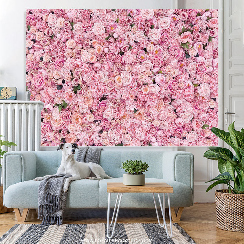Lofaris Pink Rose Wall Background Girls Birthday Party Backdrop