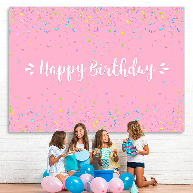 Lofaris Pink Solid Happy Birthday Party Backdrop for Girls
