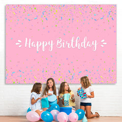 Lofaris Pink Solid Happy Birthday Party Backdrop for Girls