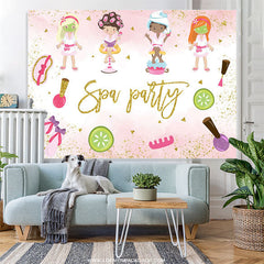 Lofaris Pink Spa Party Happy Birthday Backdrop For Girls