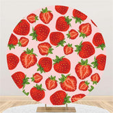 Lofaris Pink Strawberry Round Happy Birthday Backdrop For Girl