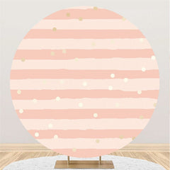 Lofaris Pink Stripes And Spot Round Happy Birthday Party Backdorp