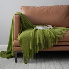 Lofaris Pink Throw Blanket Soft Knit with Tassels for Bed