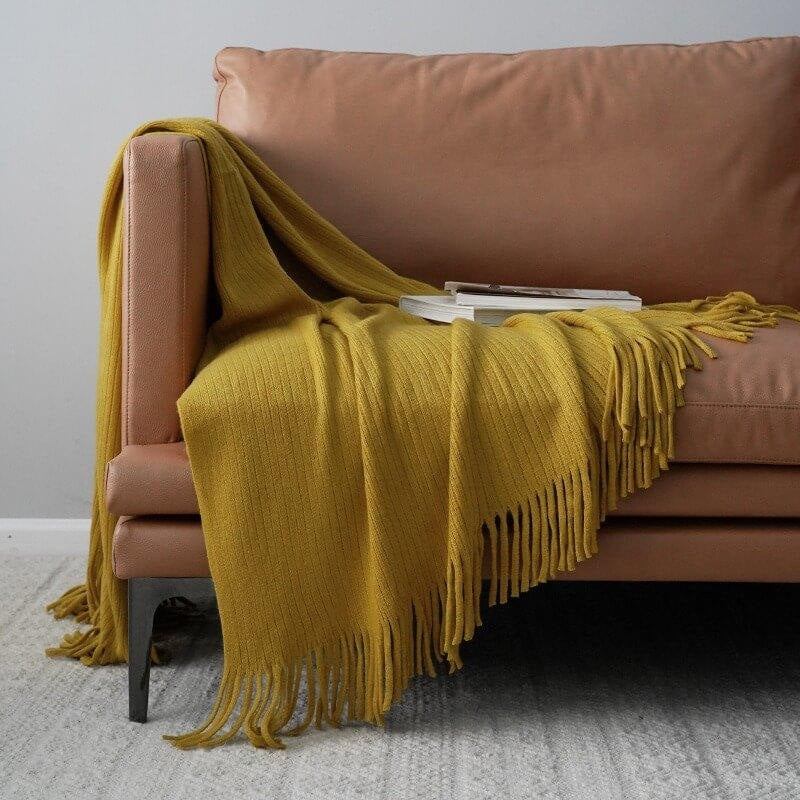 Lofaris Pink Throw Blanket Soft Knit with Tassels for Bed