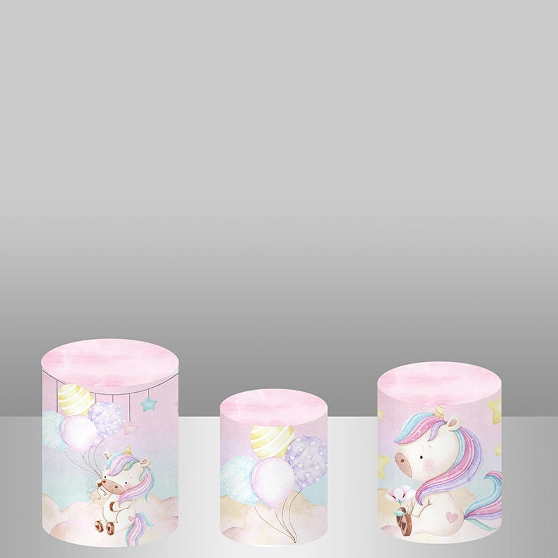 Lofaris Pink Unicorn Balloon Backdrop Cake Table Cover Kit
