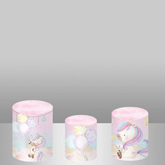 Lofaris Pink Unicorn Balloon Backdrop Cake Table Cover Kit