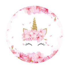 Lofaris Pink Unicorn Round Baby Shower Party Backdrop For Girl