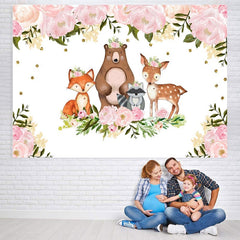 Lofaris Pink Watercolor Floral Woodland Photoshoot Backdrop