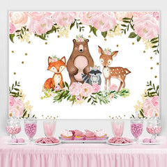 Lofaris Pink Watercolor Floral Woodland Photoshoot Backdrop