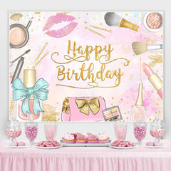 Lofaris Pink Watercolor Happy Birthday Party Backdrop for Girl