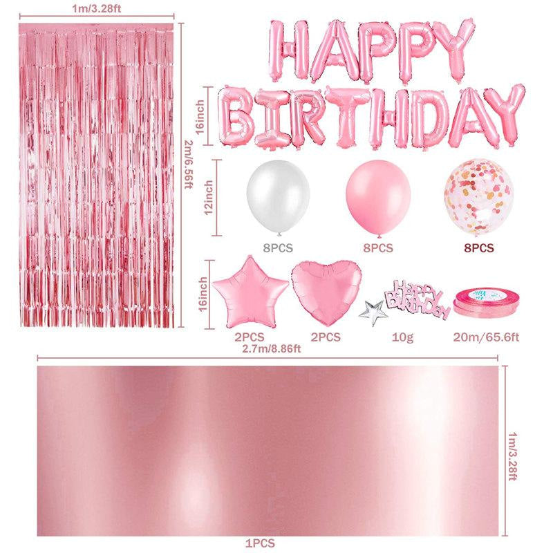 Lofaris Pink White Balloons Birthday Party Decoration for Girl