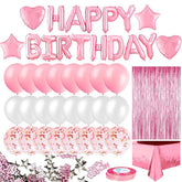 Lofaris Pink White Balloons Birthday Party Decoration for Girl