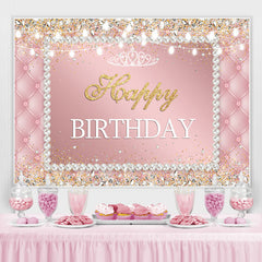 Lofaris Pink white pearls shiny diamond happy birthday backdrop