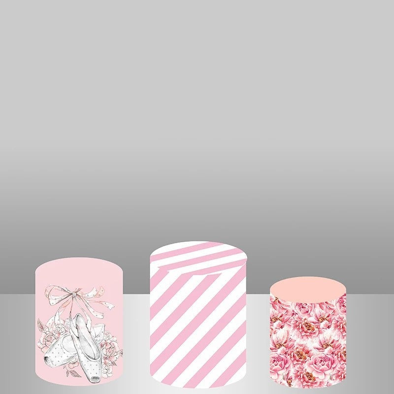 Lofaris Pink White Wedding Backdrop Plinth Cylinder Cover Kit