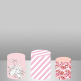 Lofaris Pink White Wedding Backdrop Plinth Cylinder Cover Kit