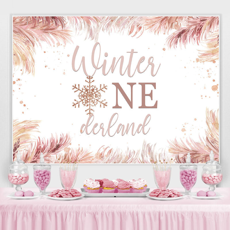 Lofaris Pink Winter One Derland And Snowflake 1st Backdrop