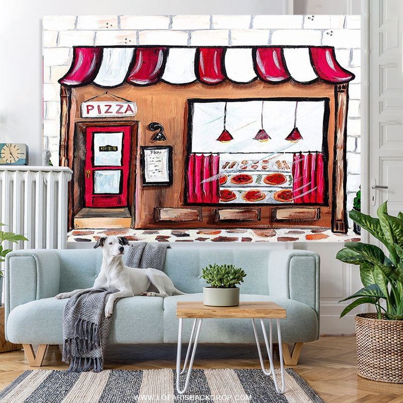 Lofaris Pizza Shop Photo Newborn Baby Shower Party Backdrop